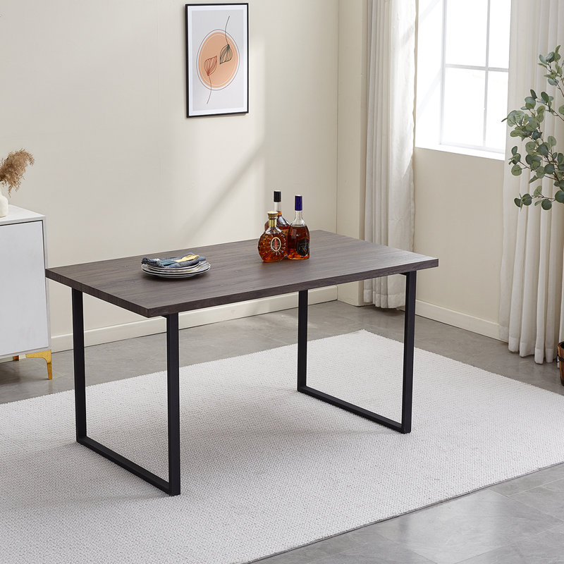 Precilla Metal Base Dining Table, Brown, 75cm H x 140cm L x 80cm W