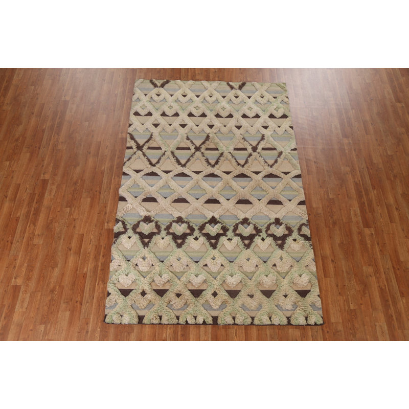 Tapis marocain en laine Trellis noué à la main 5 pi 6 po x 8 pi 7 po