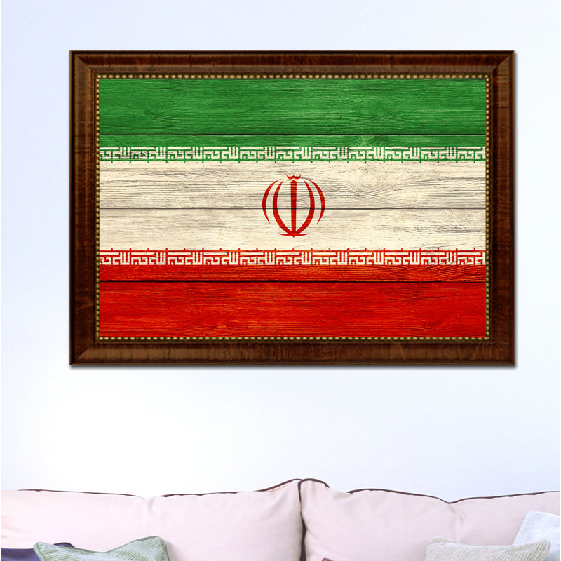 « iran country flag », impression sur toile encadrée, H 15 po x l 21 po x P 1 po, Encadrement brun