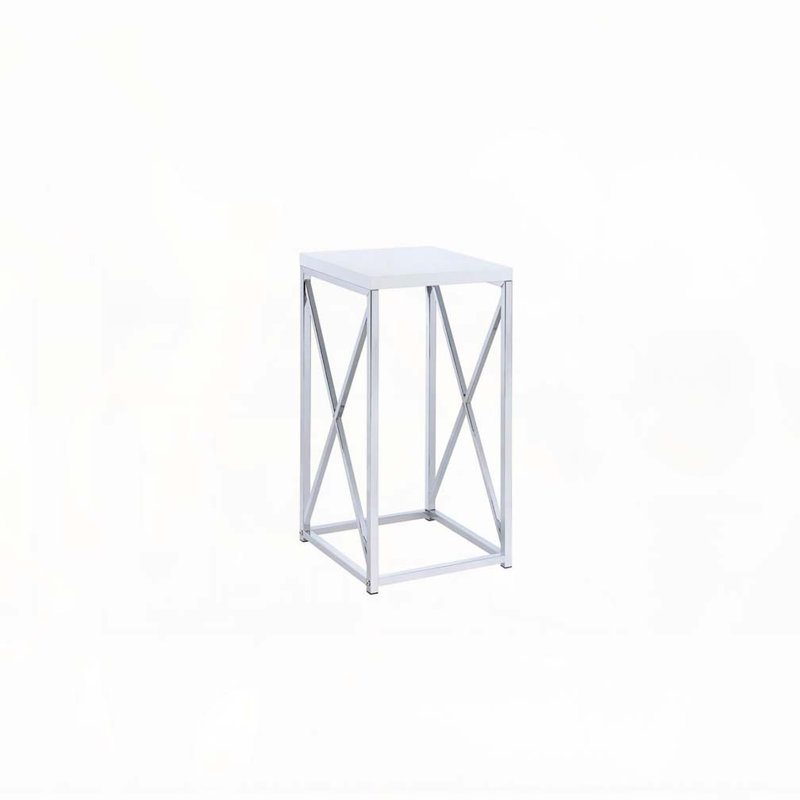 Table d'appoint blanc brillant et chrome