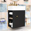 Meuble-lavabo de salle de bain avec lavabo, tablettes et barre à serviettes-367247555