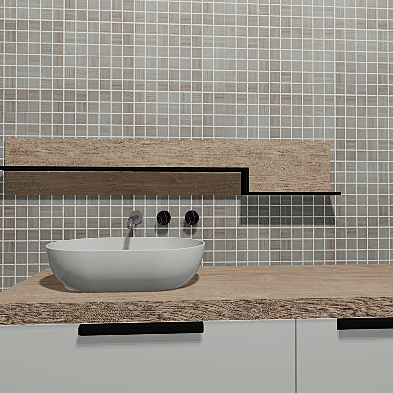 Coffee Talk Sheet-Mounted 2" x 2" Porcelain Stone Look Grid Mosaic Wall and Floor Tile, Light Gray