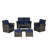 6 Piece Wicker Patio Furniture Sets With Ottoman & Tempered Glass Coffee Table-2144667786