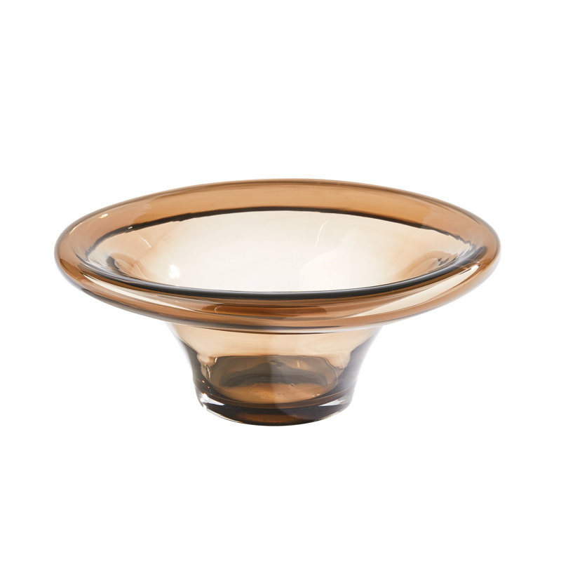 Bol décoratif en verre fait à la main, H 6 po x l 16 po x P 16 po