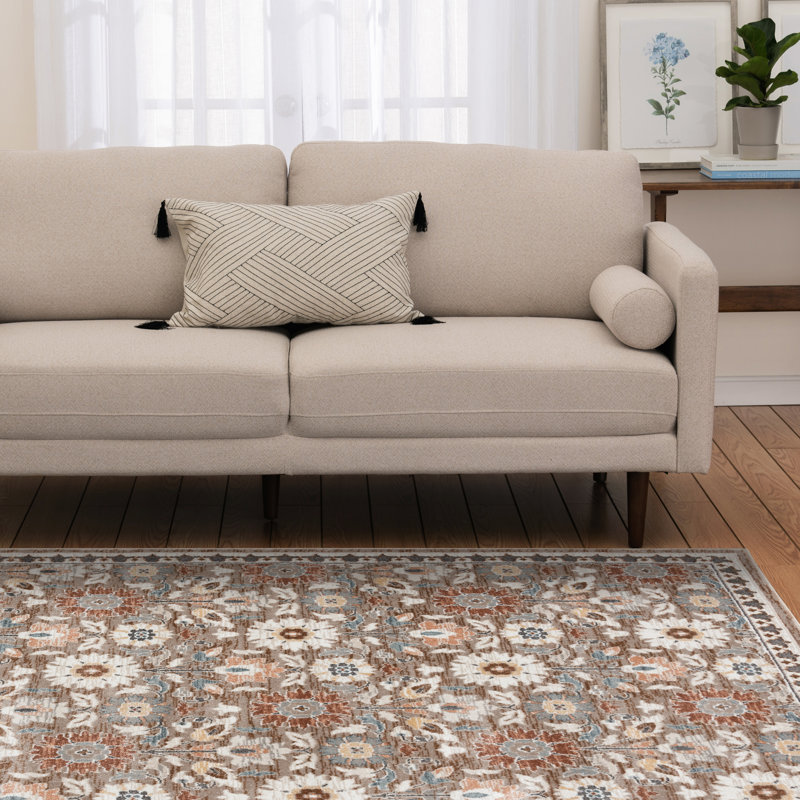  Tapis beige et grès Tessa, 7 pi 10 po x 9 pi 10 po