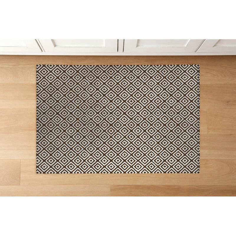 Tapis de cuisine Ikat, Rectangulaire 2 pi x 3 pi, Brun moka
