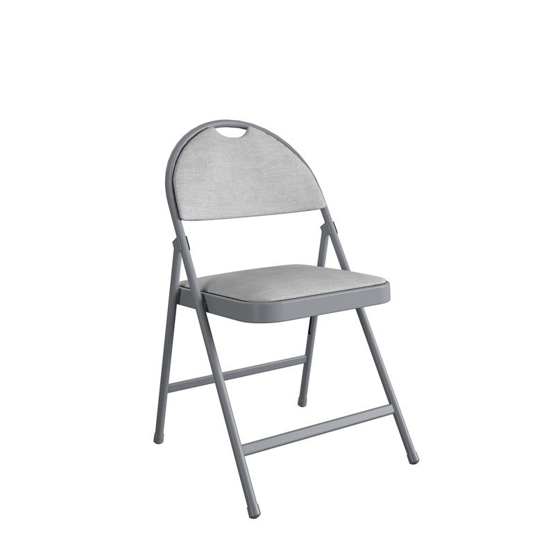 Gray Fabric and Metal Padded Folding Chair Set