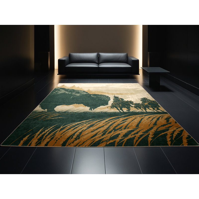 Tapis vert lavable à la machine Glendale, 2 x 3