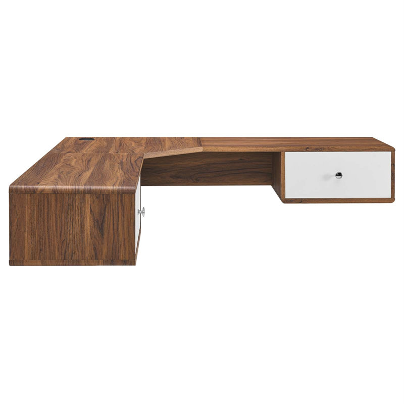 Modway Transmit 55" Wall Mount Corner Wood Office Desk