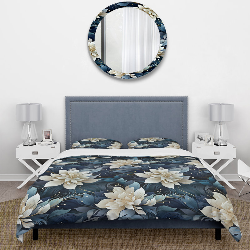Midnight Mirage Moody Patterns - Floral Duvet Cover Set, Housse de couette simple + 1 taie décorative stan