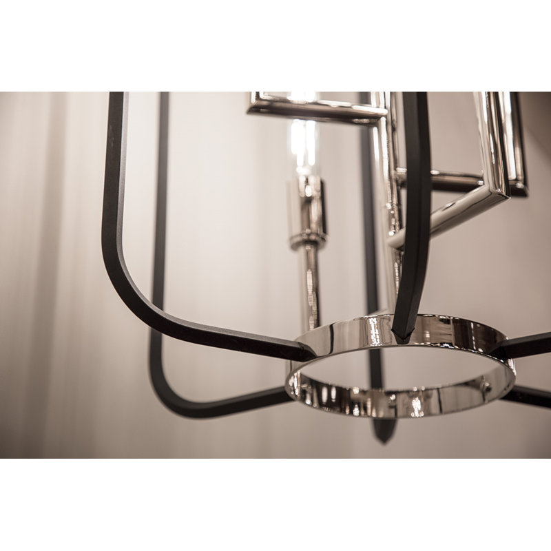 Angler 4 - Light Lantern Geometric Chandelier, Polished Nickel