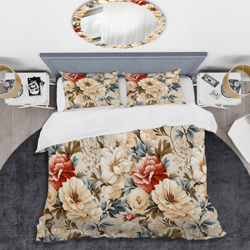 Ensemble de housse de couette Vintage Florals IV, Housse de couette pour très grand lit et 2 très