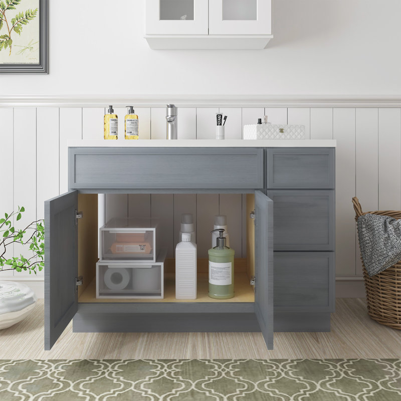 Base de meuble-lavabo simple 42 po seulement, Argent argent