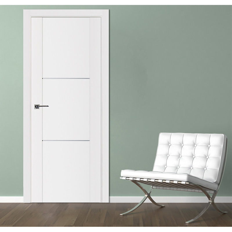Stile 004 Knocked Down Soft White Laminated Modern Interior Door, 28'' x 96''