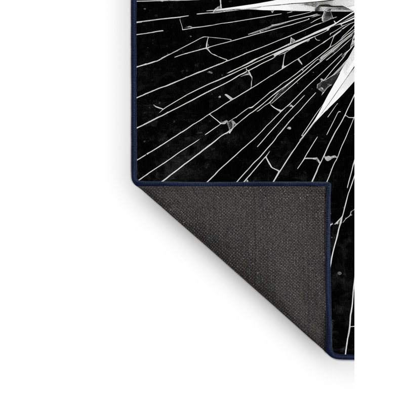 Tapis art déco doux et moelleux bleu Starberst Eberhard, 6' Square