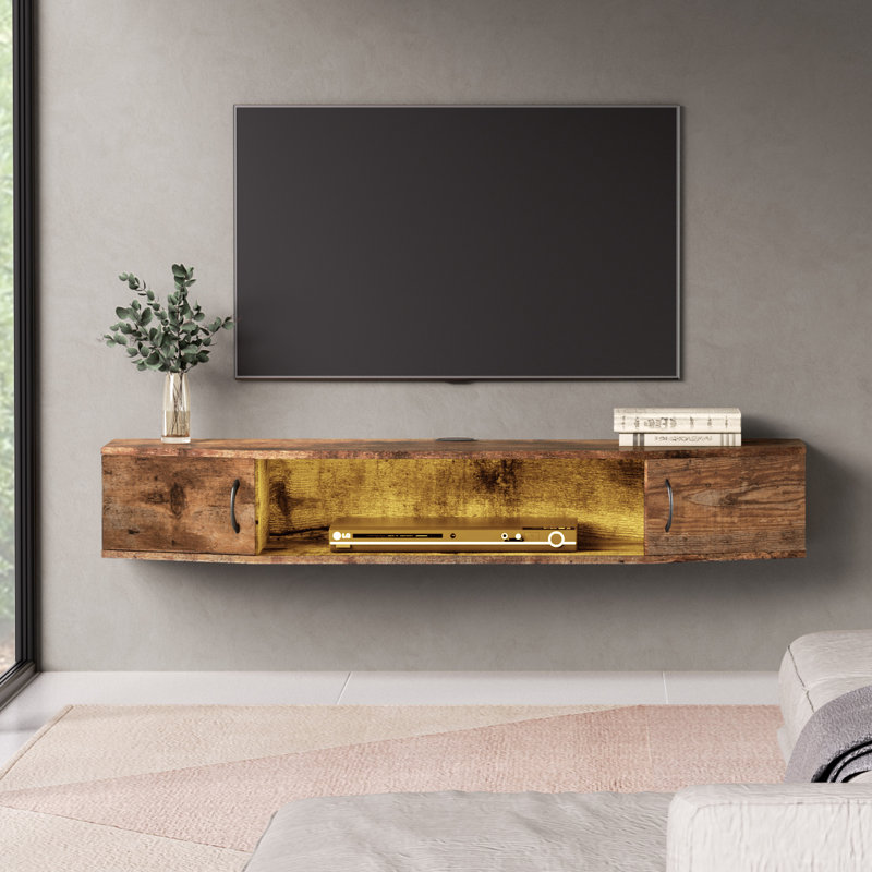 Meuble télé pour téléviseur de 60 po ou moins Arbra, Brun rustique / jaune