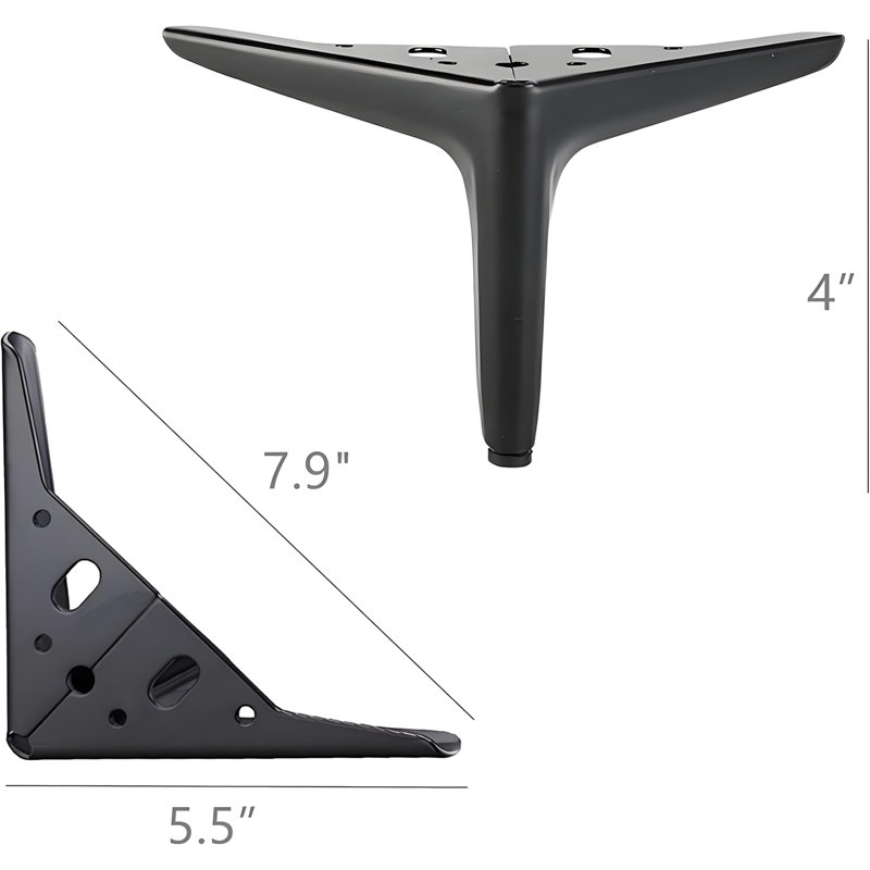 Pieds de meubles en métal robustes pour remplacement de chaise d'armoire, support triangulaire moderne, support durable, ensemble de 4