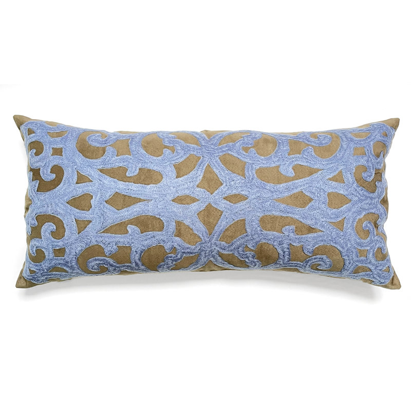Embroidered Microsuede Reversible Throw Pillow