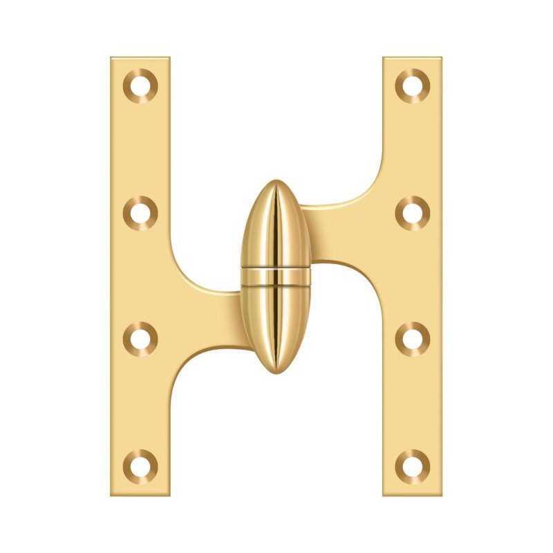 Hinge, PVD Polished Brass, Right Hand