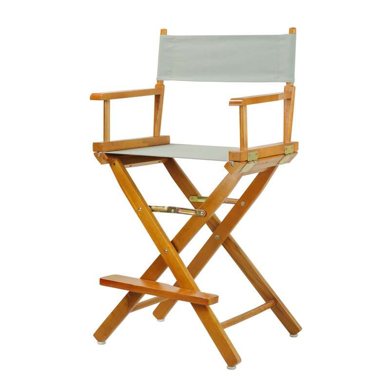 Chaise de réalisateur pliante 24 po, Gris, Chêne miel