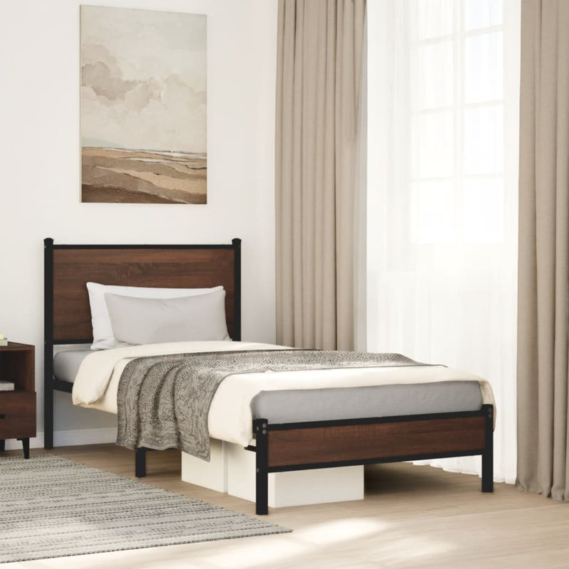 Caiden Bed Frame, 95 x 207 cm, Brown Oak