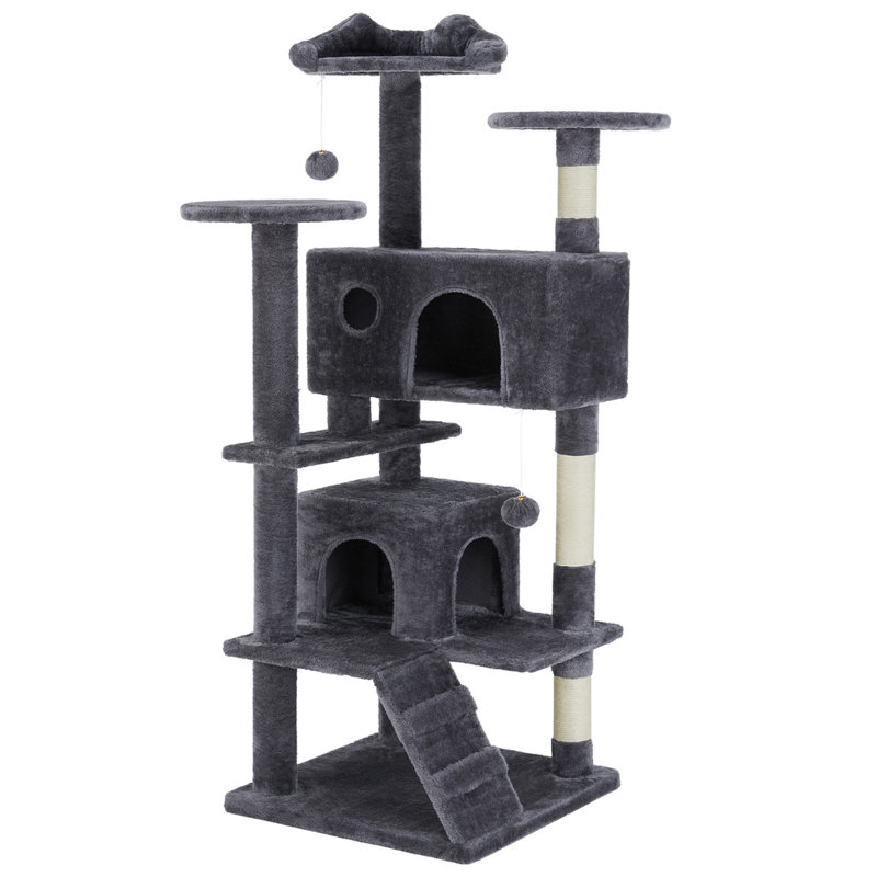 Arbre à chat, tour pour chat à plusieurs niveaux, Gris