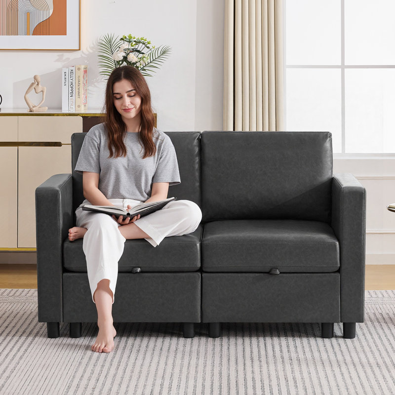Canapé modulaire en similicuir , 2 Seat, Grey