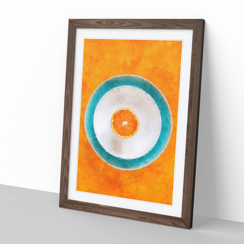 Orange Circles - Framed Print, 48cm H x 36cm W x 2cm D, Walnut Framed