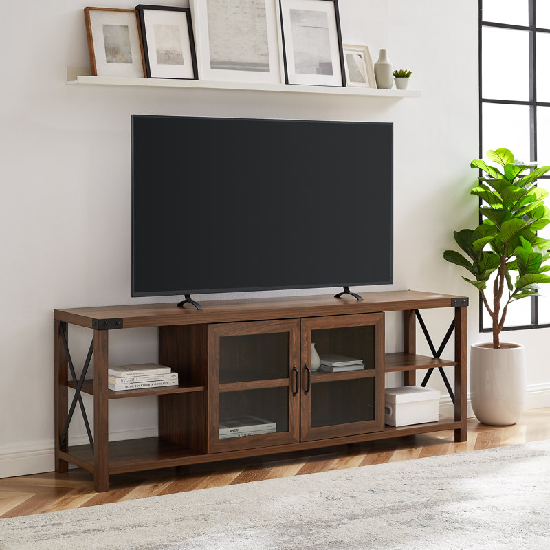 Larenda 70" 2-Door TV Stand for TVs up to 75", Dark Walnut