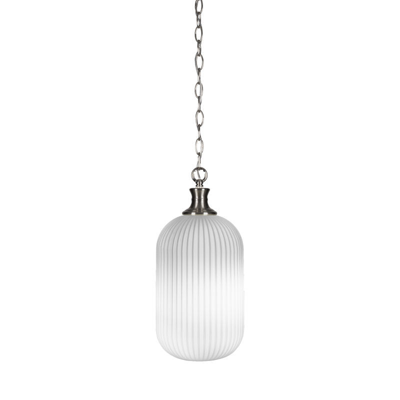 Carina Chain Hung Pendant With 8.25" Glass, Frosted, Brushed Nickel