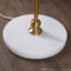 Lampe sur pied 63 "Glam Art Deco, marbre blanc et métal doré avec abat-jour en lin blanc