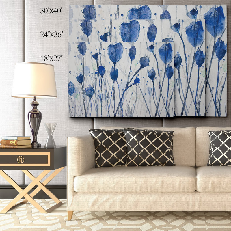 "Jardin bleu" par Susan Jill, reproduction d'art sur toile tendue, H 32 po x l 48 po x P 1,5 po