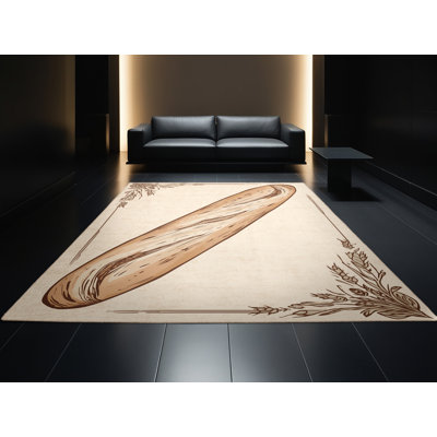 Tapis beige doux et moelleux à motif de baguette Paramus