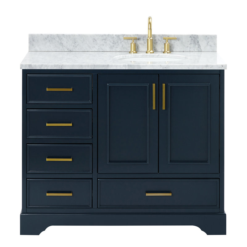 Ensemble de meuble-lavabo simple 43 po avec plateau Abita, Bleu minuit