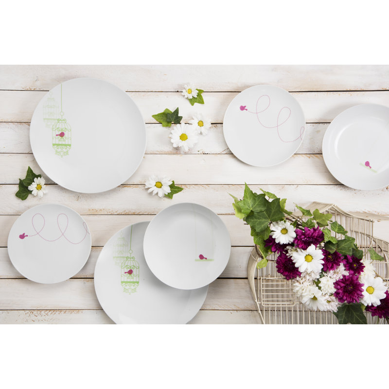 Liberte Porcelain China Dinnerware Set 18 Piece - Service for 6