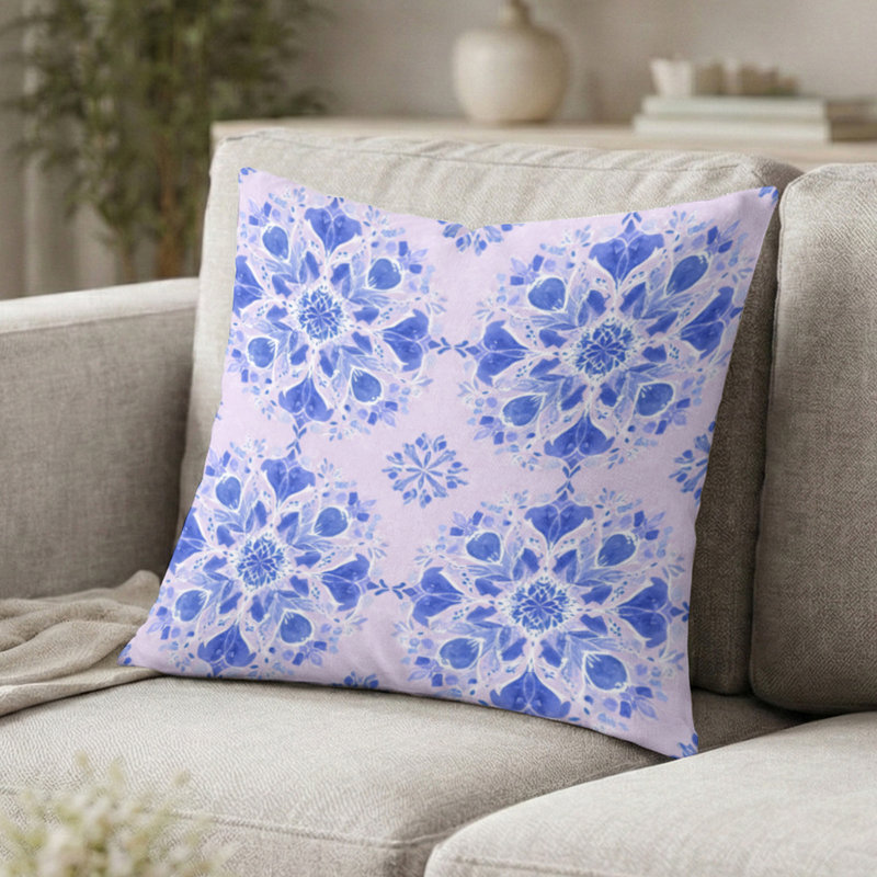 Coussin abstrait abstrait - Coussin Boho Mandala, H 18 po x l 18 po