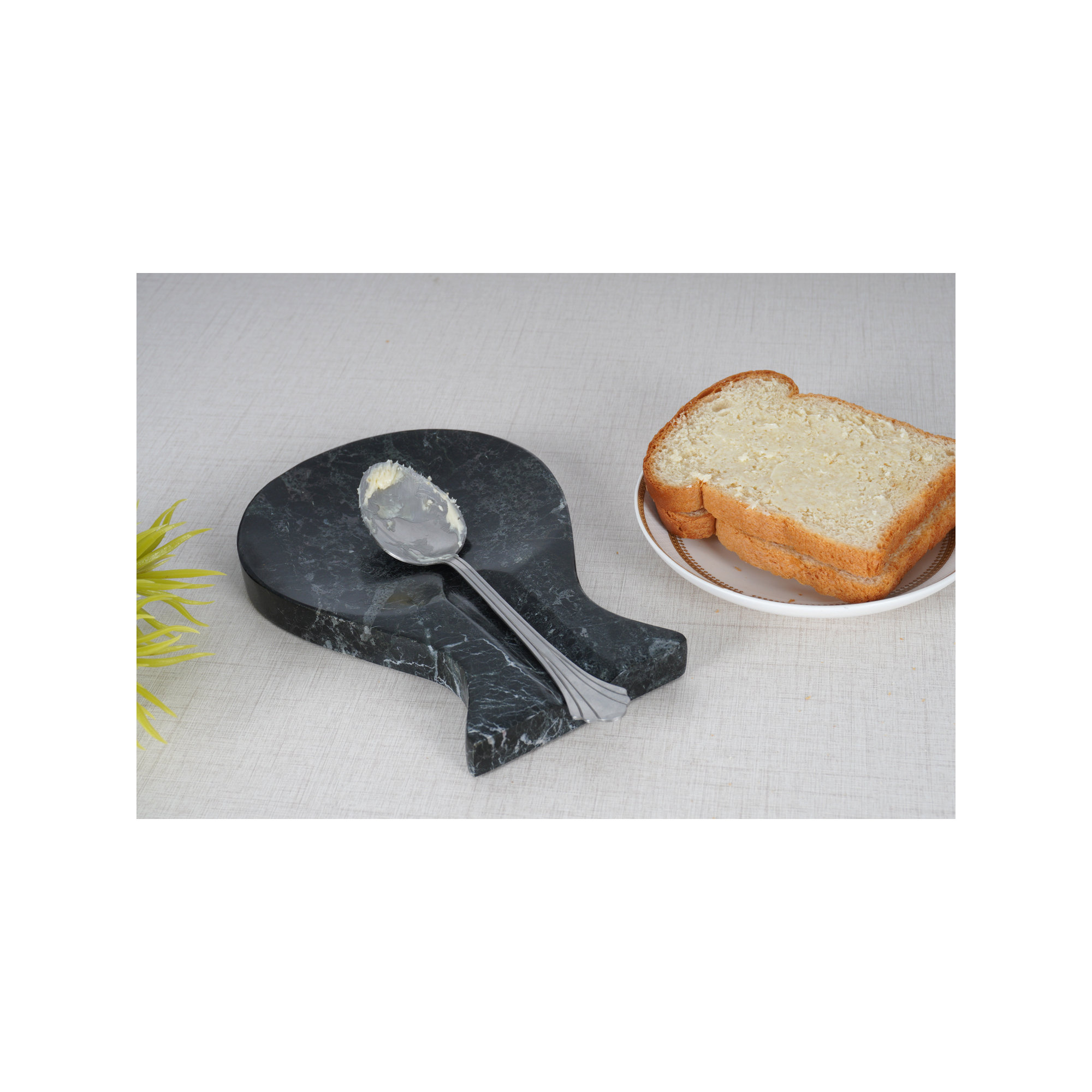 Handmade Marble Black Spoon Rest, Black