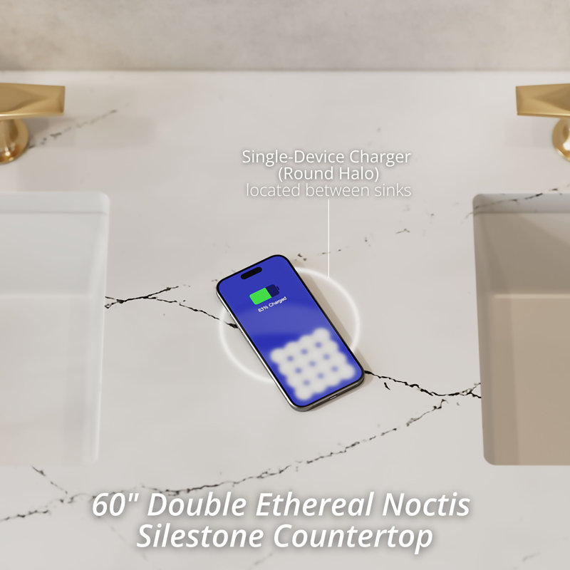Lorelai 60 in. Double Vanity, Bright White, Ethereal Noctis