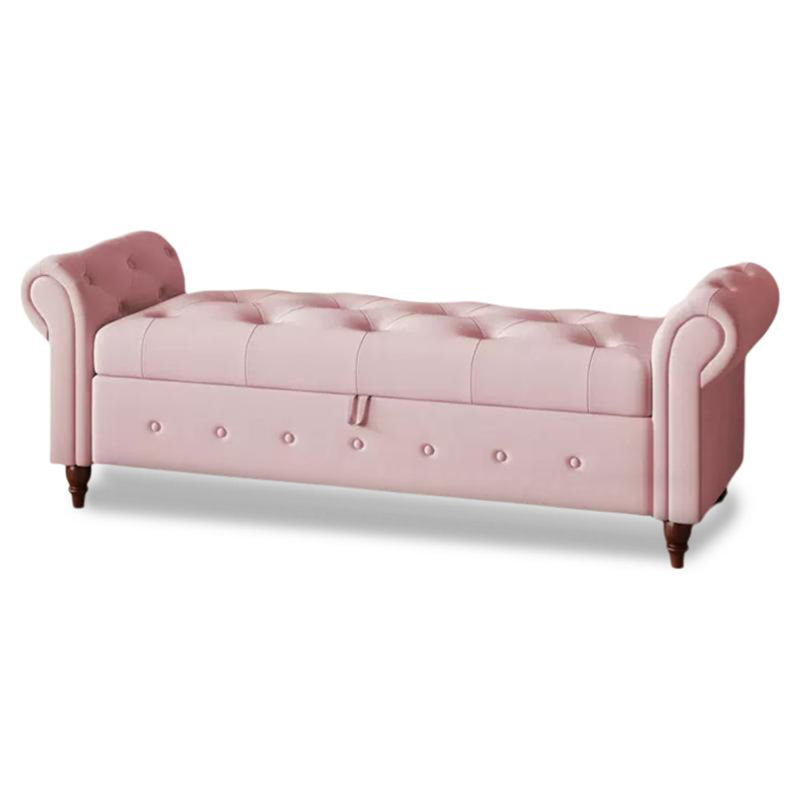 Repose-pieds de rangement capitonné en tissu de style américain avec accoudoirs