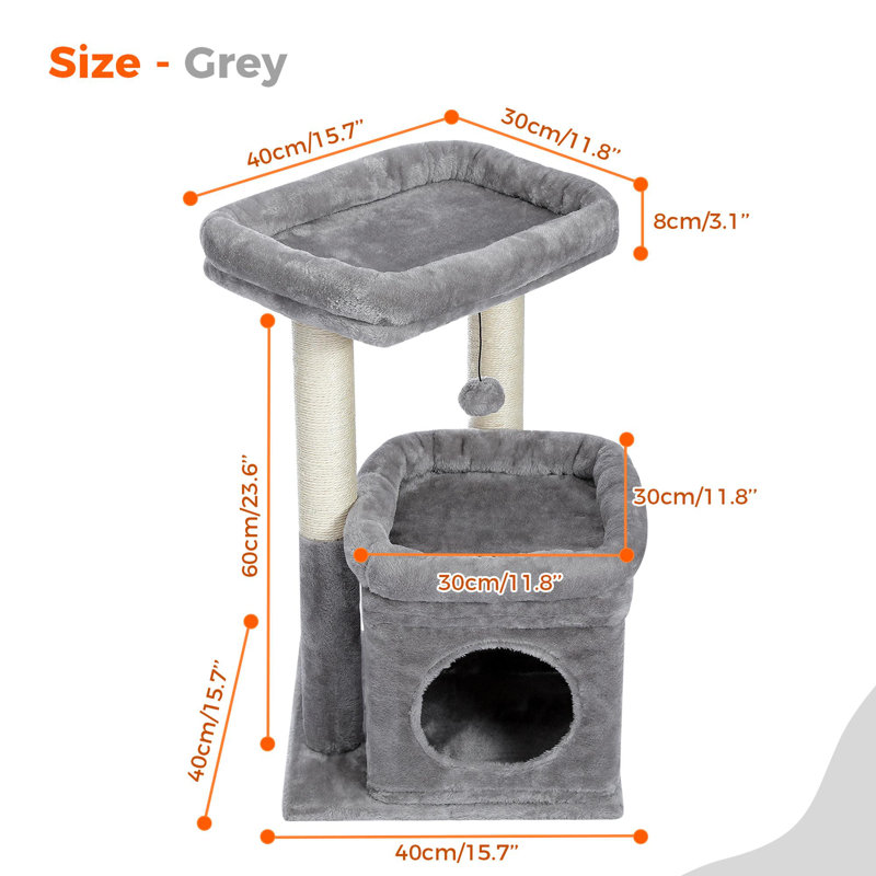 Tour d'intérieur pour chat en sisal naturel, Gris