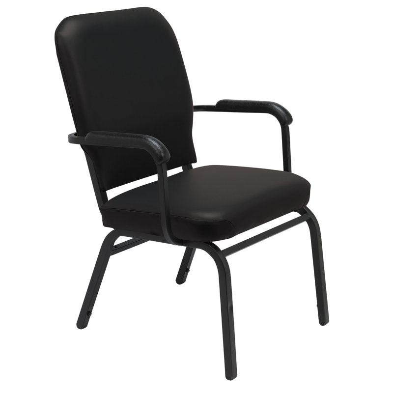 Chaise empilable robuste avec coussin 1040 Series, Vinyle noir, Avec accoudoirs, Noir