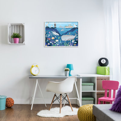 Illustration d'un enfant sous-marin, requin-baleine - peinture