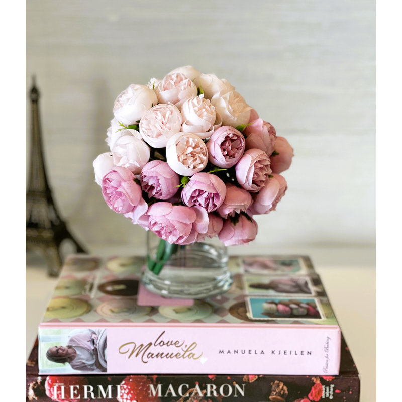 Peony Floral Arrangements in Vase, Dark Pink/Light Pink