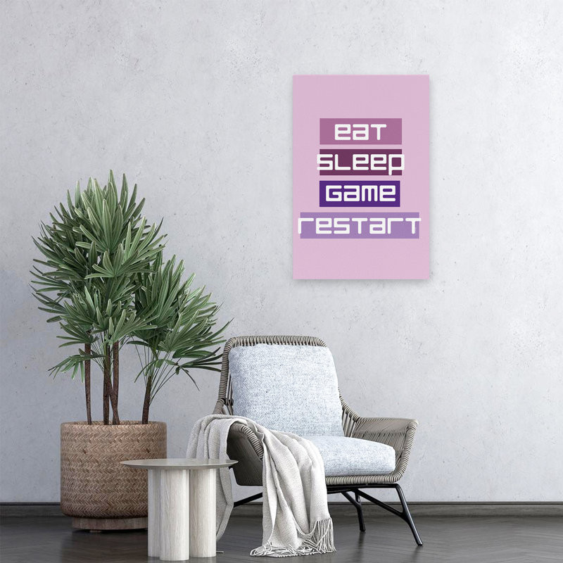 «Eat Sleep Restart - Contemporary Eat Sleep Game Restart Gaming Lifestyle», H 24 po x l 16 po