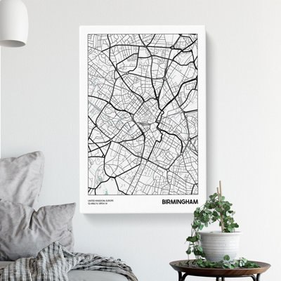 Map Birmingham UK - Wrapped Canvas