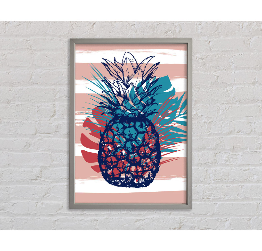 Pop Art Ananas Palmblätter Gerahmter Druck