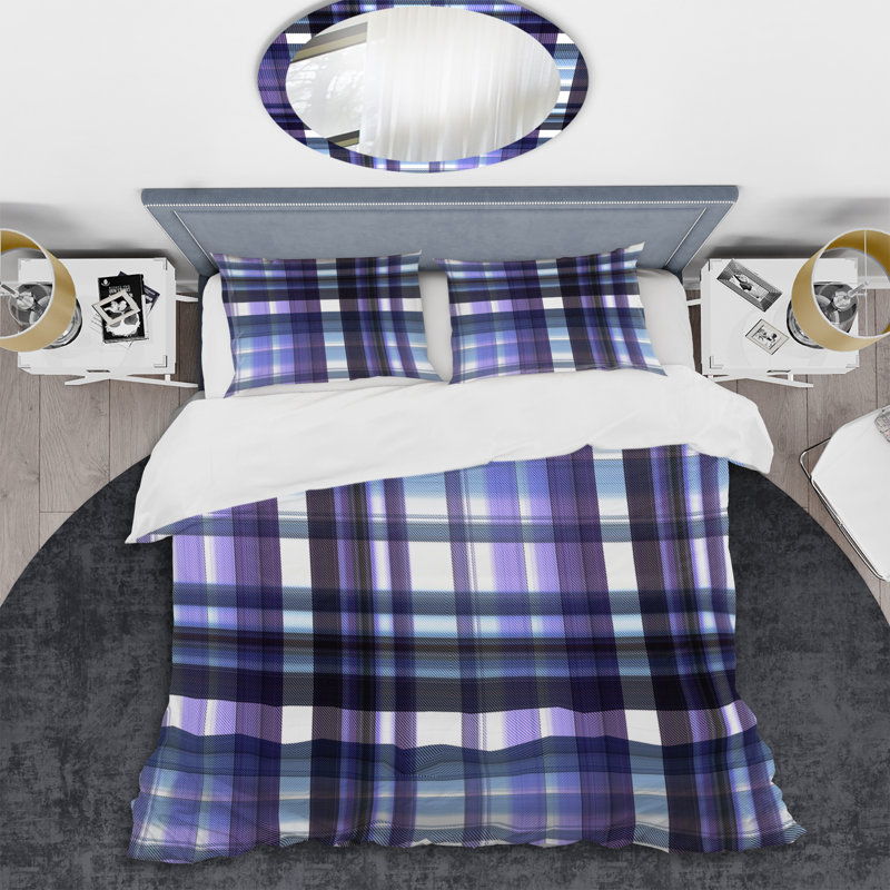 Ensemble de housse de couette en microfibre mauve / blanc 3 pièces, Housse de couette double / grand + 2 taies décora