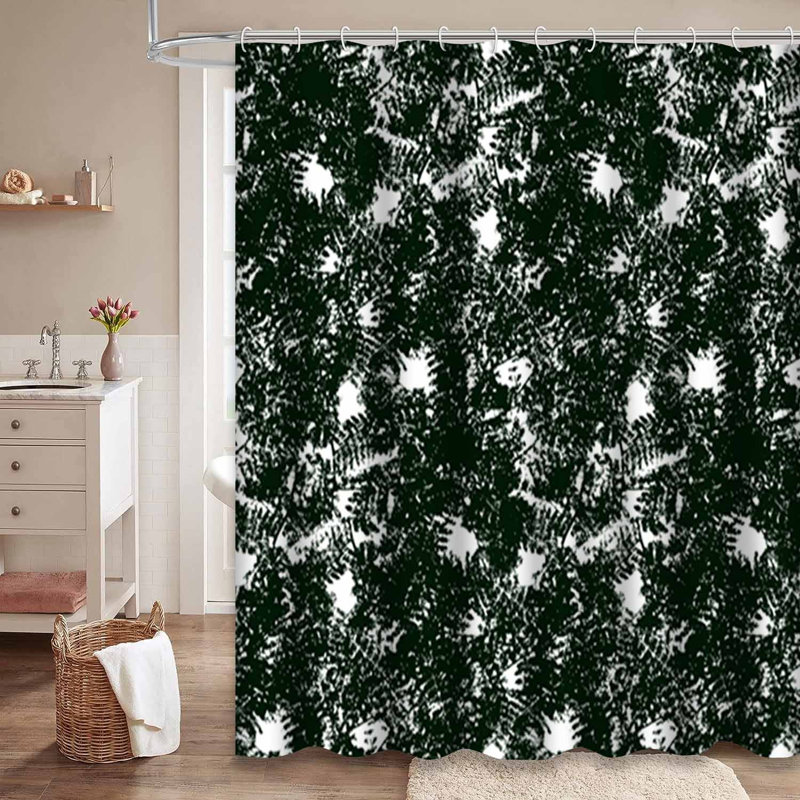 Rideau de douche imperméable à motif de feuilles de palmier tropical avec 12 crochets, 72" L x 78" W