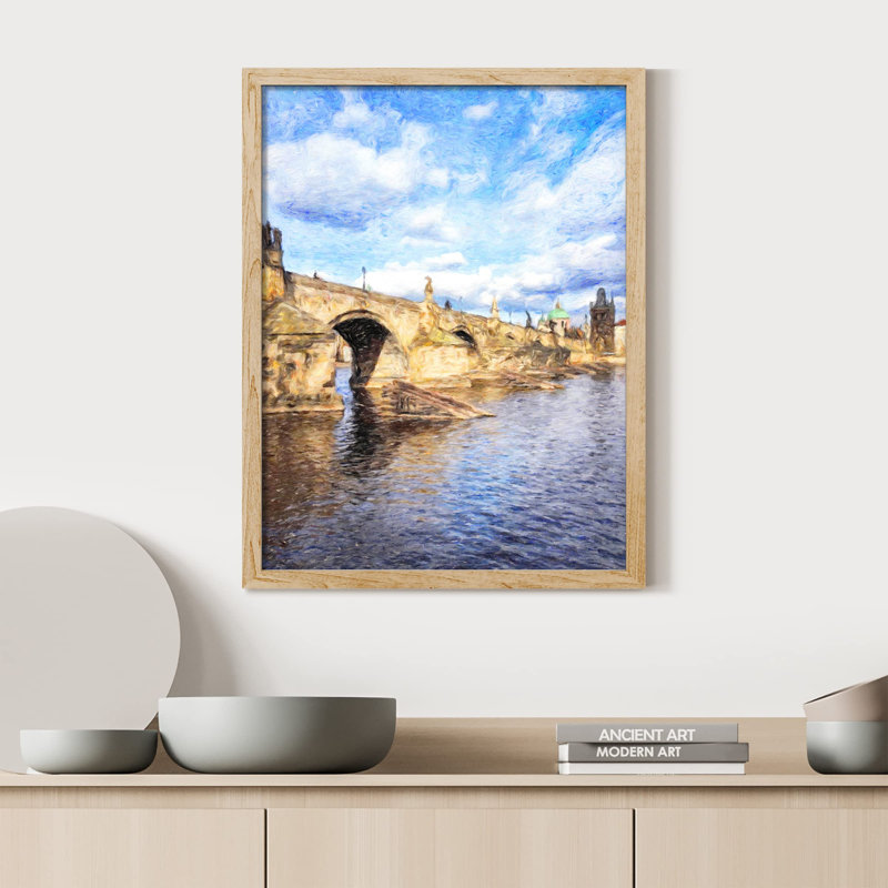 «Riverwalk Bridge Pastel Sky Ocean» sur papier, Naturel, H 10 po x l 8 po