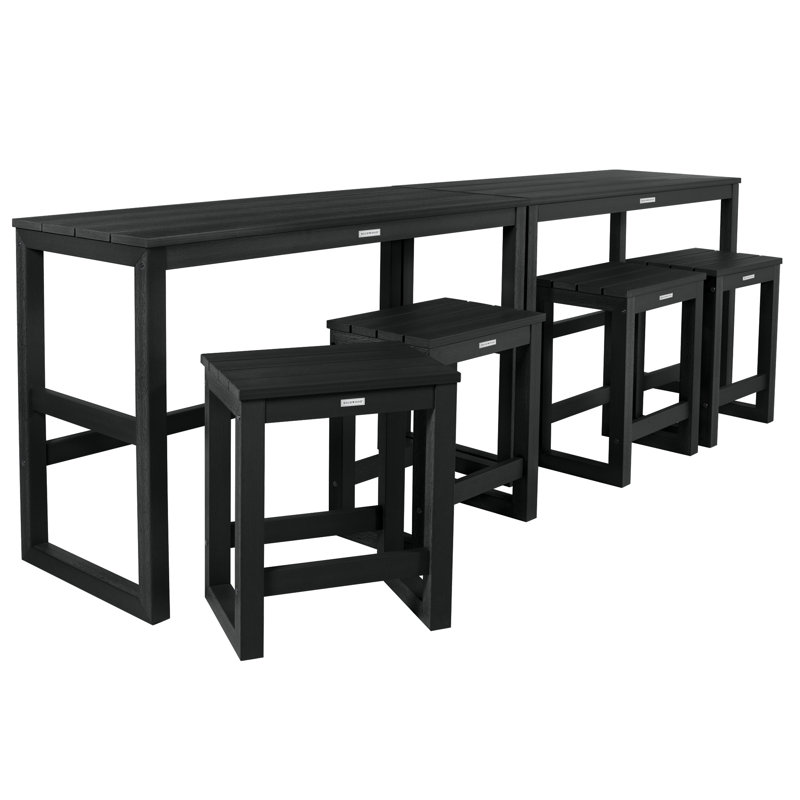 Ausbon 4 - Person Patio Dining Set with Rectangular Table, Black